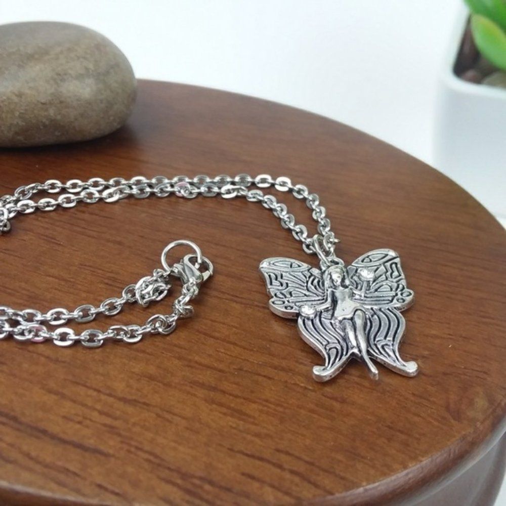 Fairy Charm Silver Tone Chain Necklace